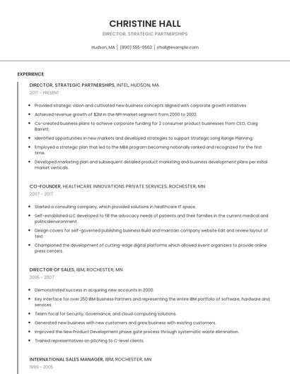 Director, Strategic Partnerships Resume