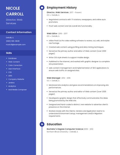 Director, Web Services Resume