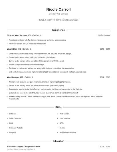Director, Web Services Resume