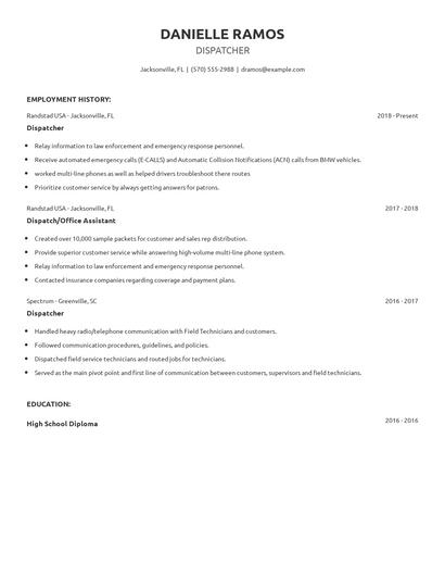 Dispatcher Resume