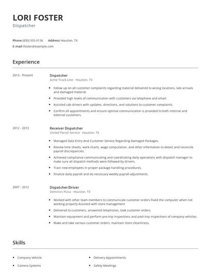 Dispatcher Resume