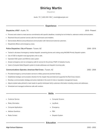 Dispatcher Resume