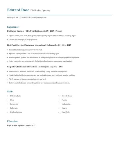 Distillation Operator Resume