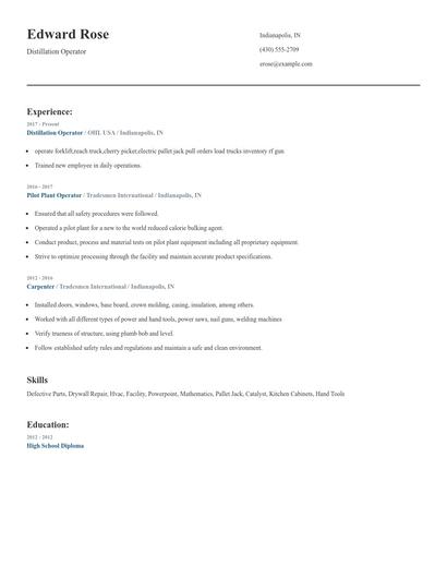 Distillation Operator Resume