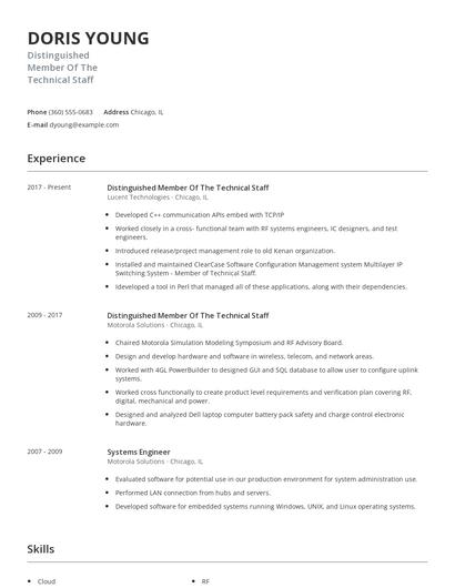 Distinguished Member Of The Technical Staff Resume