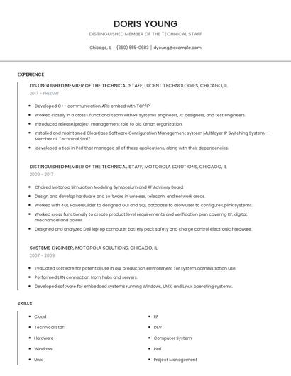 Distinguished Member Of The Technical Staff Resume