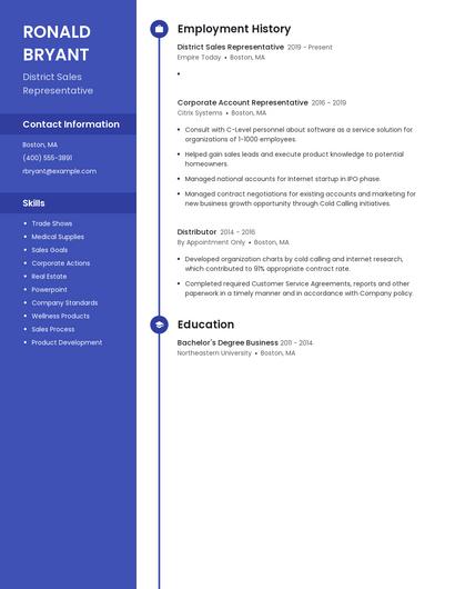 District Sales Representative Resume