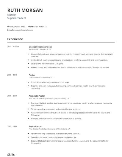 District Superintendent Resume