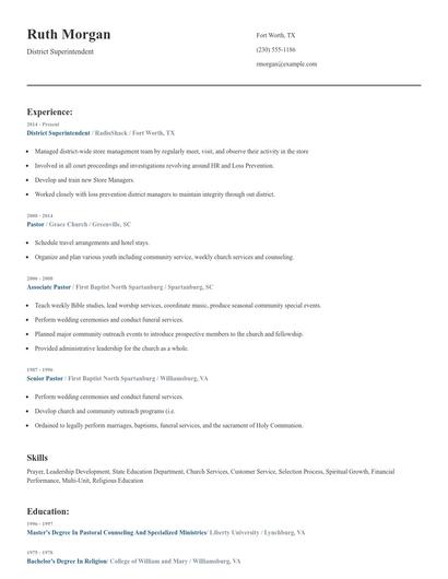 District Superintendent Resume