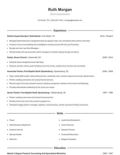 District Superintendent Resume