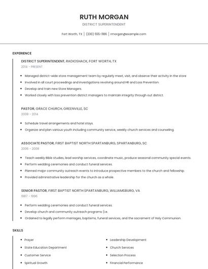 District Superintendent Resume