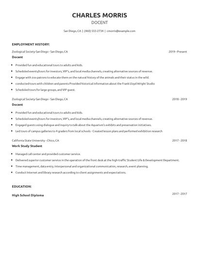 Docent Resume