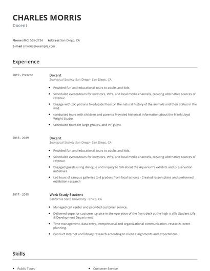 Docent Resume