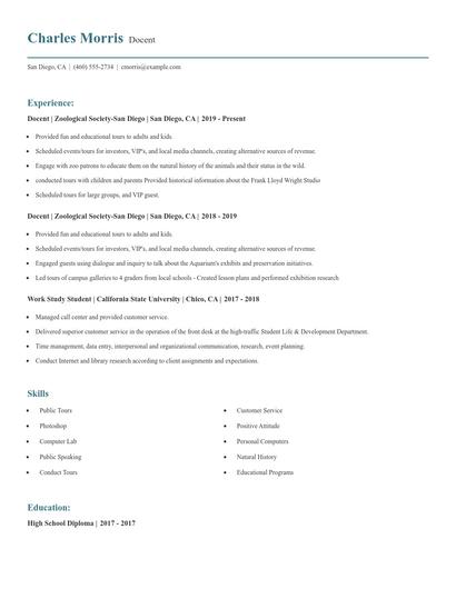 Docent Resume