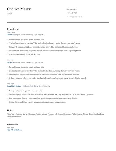 Docent Resume
