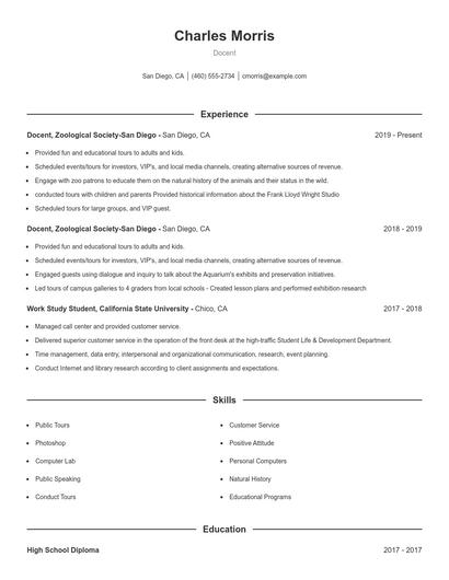 Docent Resume