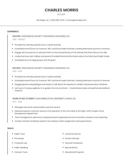 Docent Resume