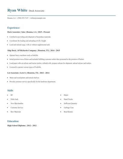 Dock Associate Resume