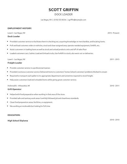 Dock Loader Resume