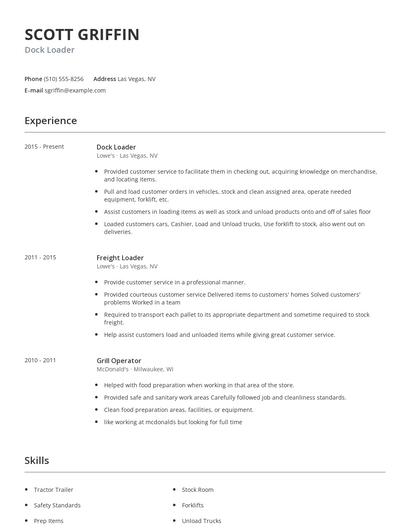 Dock Loader Resume