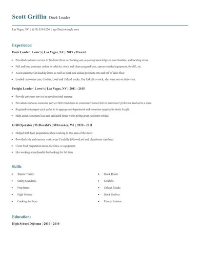 Dock Loader Resume