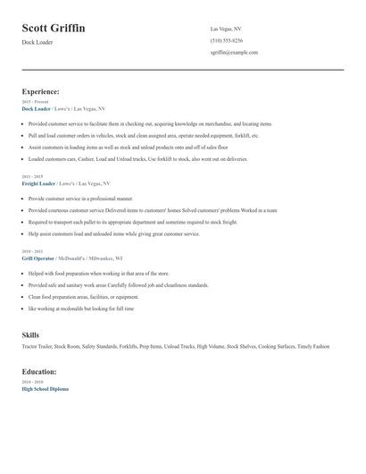 Dock Loader Resume