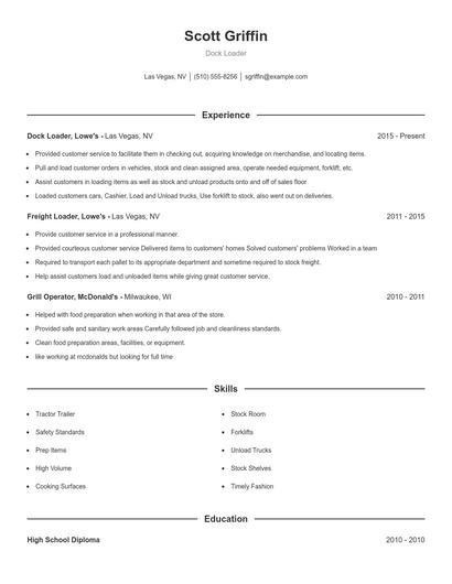 Dock Loader Resume