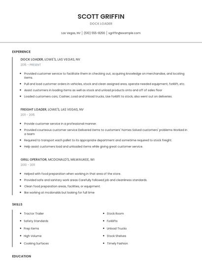Dock Loader Resume