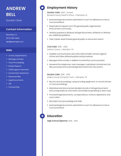 Docket Clerk Resume