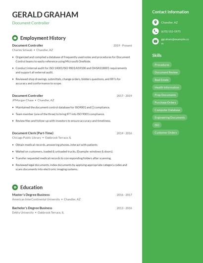 Document Controller Resume