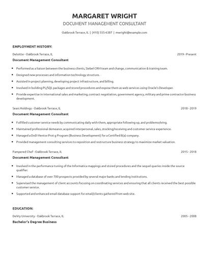 Document Management Consultant Resume