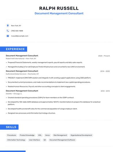 Document Management Consultant Resume