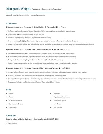 Document Management Consultant Resume
