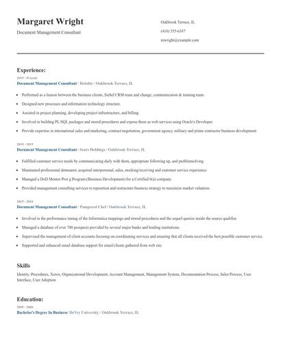 Document Management Consultant Resume