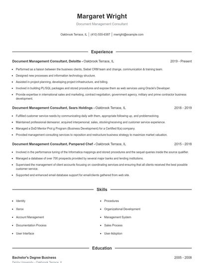 Document Management Consultant Resume