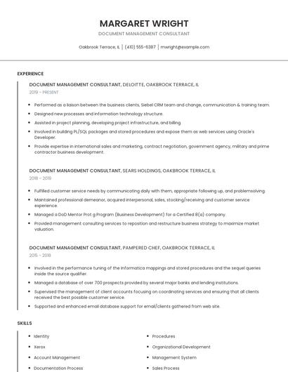 Document Management Consultant Resume