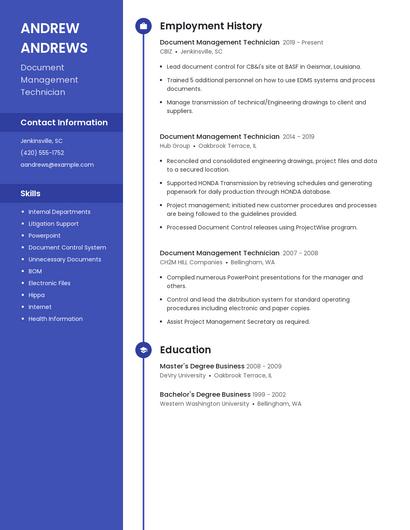 Document Management Technician Resume
