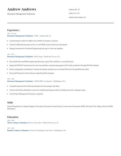 Document Management Technician Resume