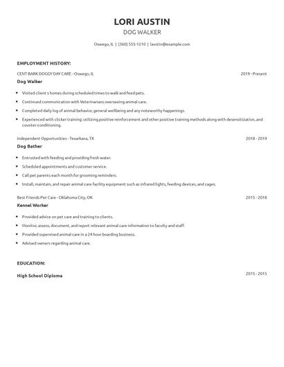 Dog Walker Resume