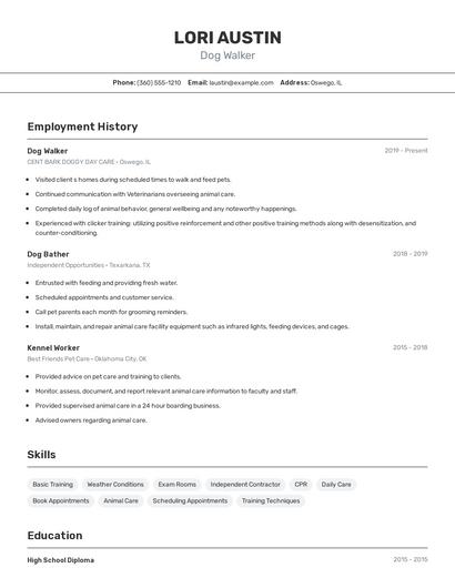 Dog Walker Resume