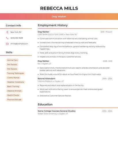 Dog Walker Resume