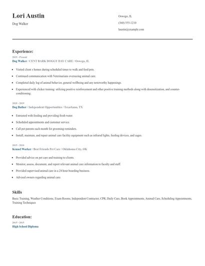 Dog Walker Resume