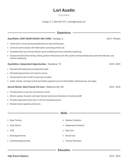 Dog Walker Resume