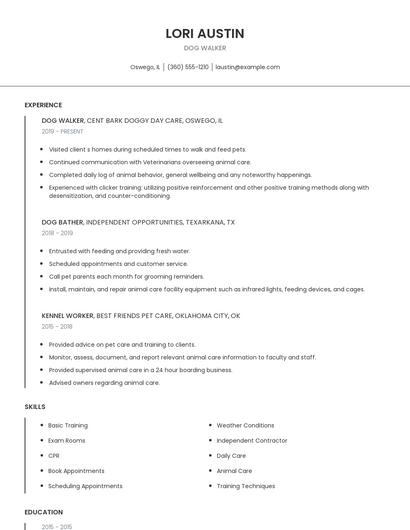 Dog Walker Resume