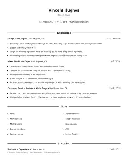 Dough Mixer Resume