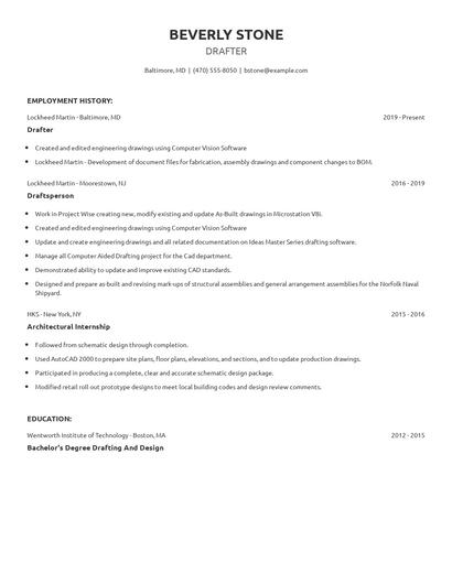 Drafter Resume
