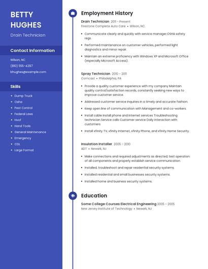 Drain Technician Resume