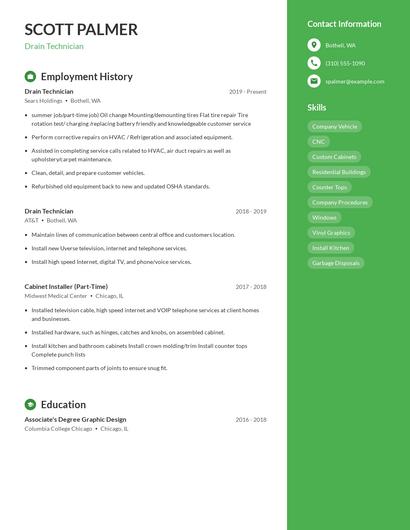 Drain Technician Resume