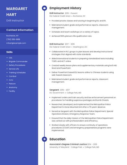 Drill Instructor Resume