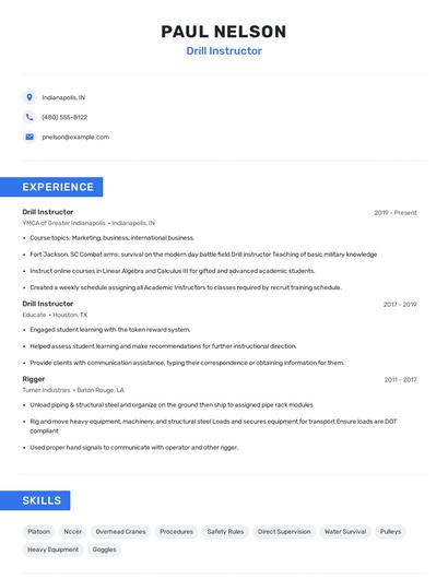 Drill Instructor Resume